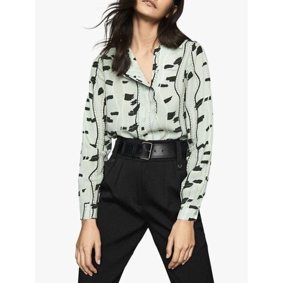 Reiss Sienna Snake Print Long Sleeve Top Size 4 Cream Multi - Picture 11 of 11